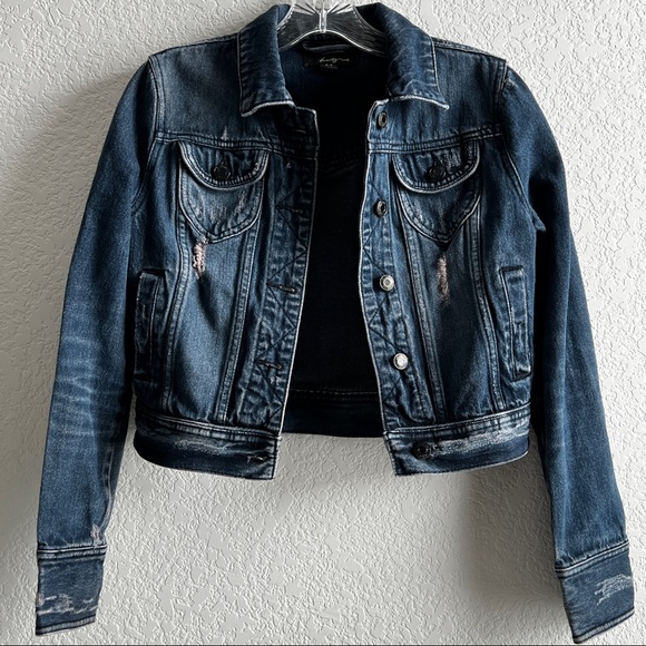Twenty One Juniors Small Cropped Distressed Jean Jacket - Picture 2 of 8
